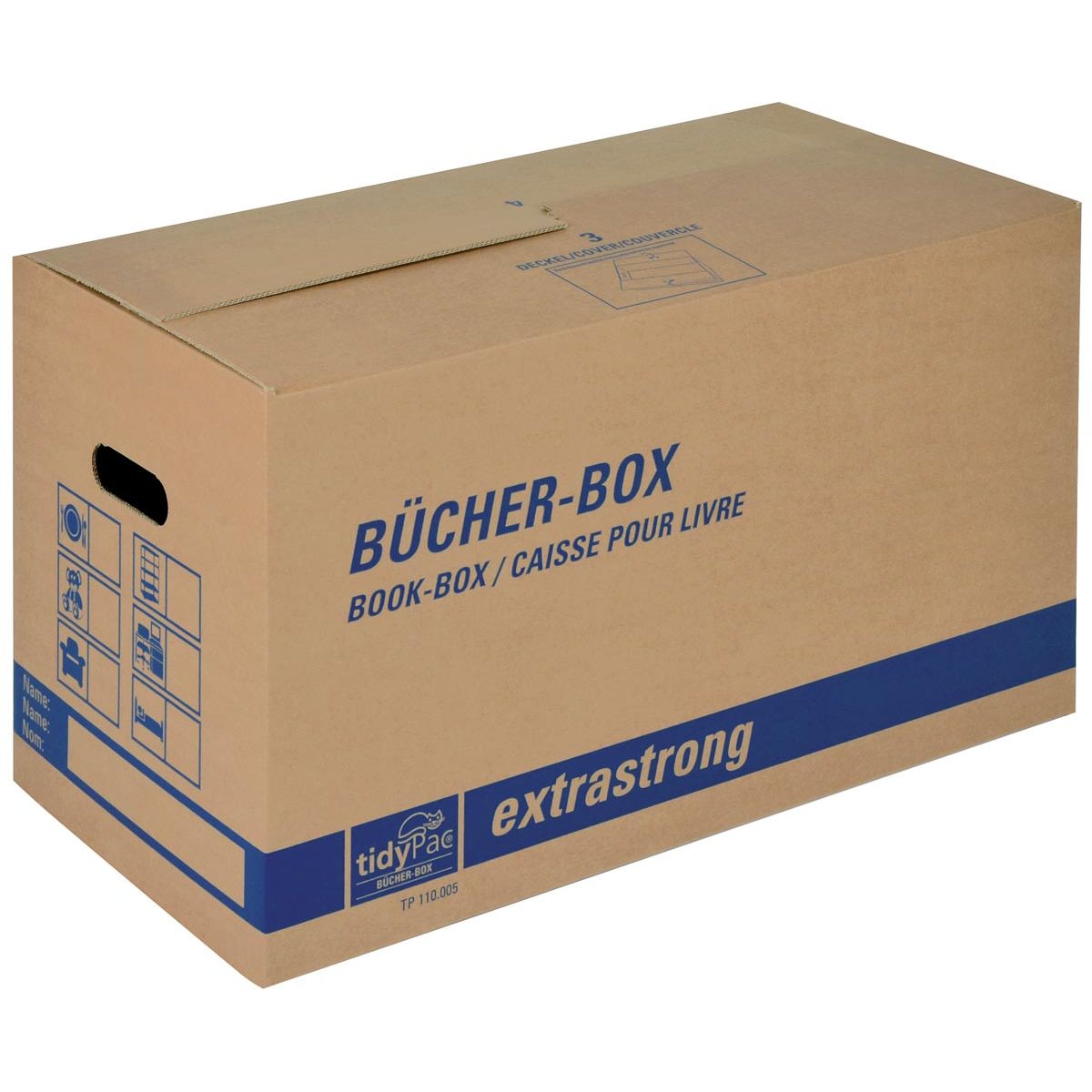 Tidypac - boekendoos, ft 56 x 29,3 x 33 cm, bruin