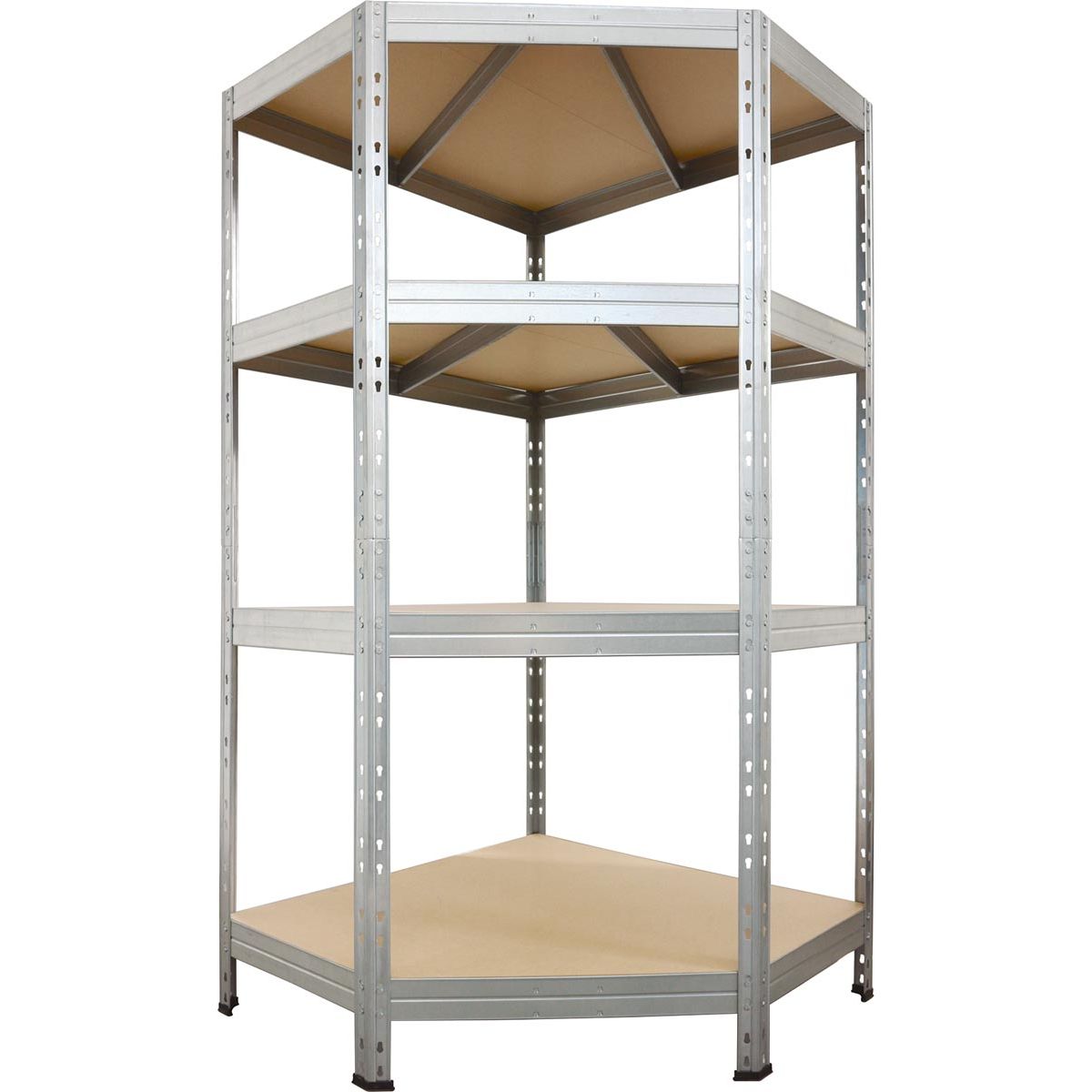 AR SHELVING - Rayonnage d'angle Rivet, pi 180 x 90 x 90 x 45 cm, 4 étagères HDF, galvanisé