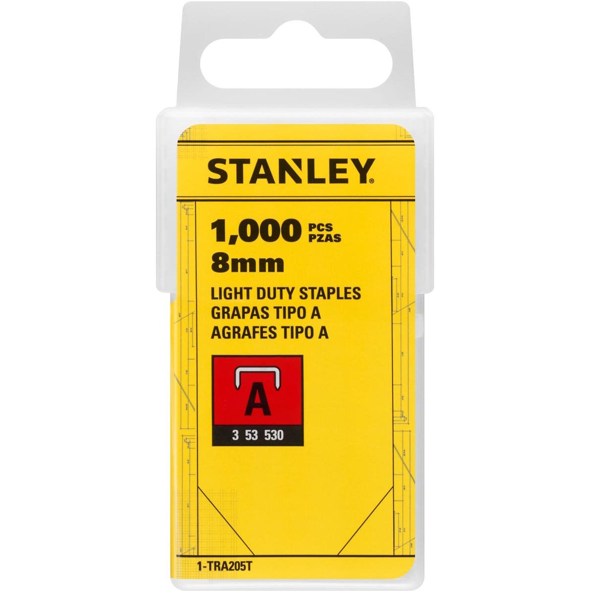 Stanley - staples type A, 8 mm, box of 1,000 staples