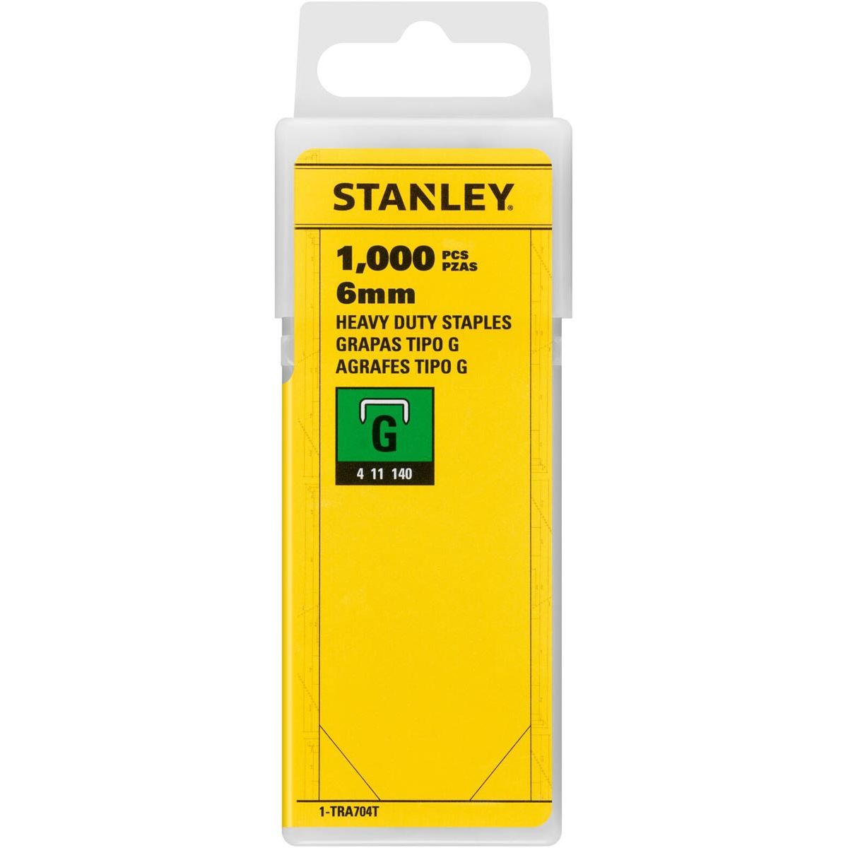 Stanley - graffe tipo G, 6 mm, scatola da 1.000 graffe