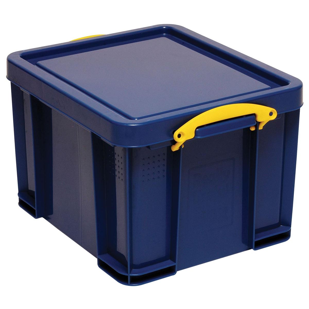 Scatola davvero utile - Scatola portaoggetti da 35 litri, blu scuro con maniglie gialle