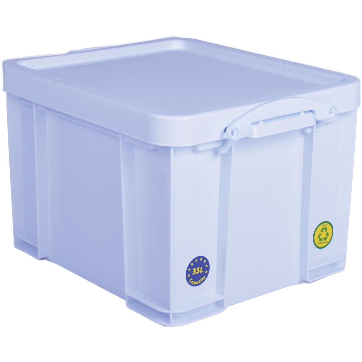 Really Useful Box - Box storage box 35 liters, neon white with white handles