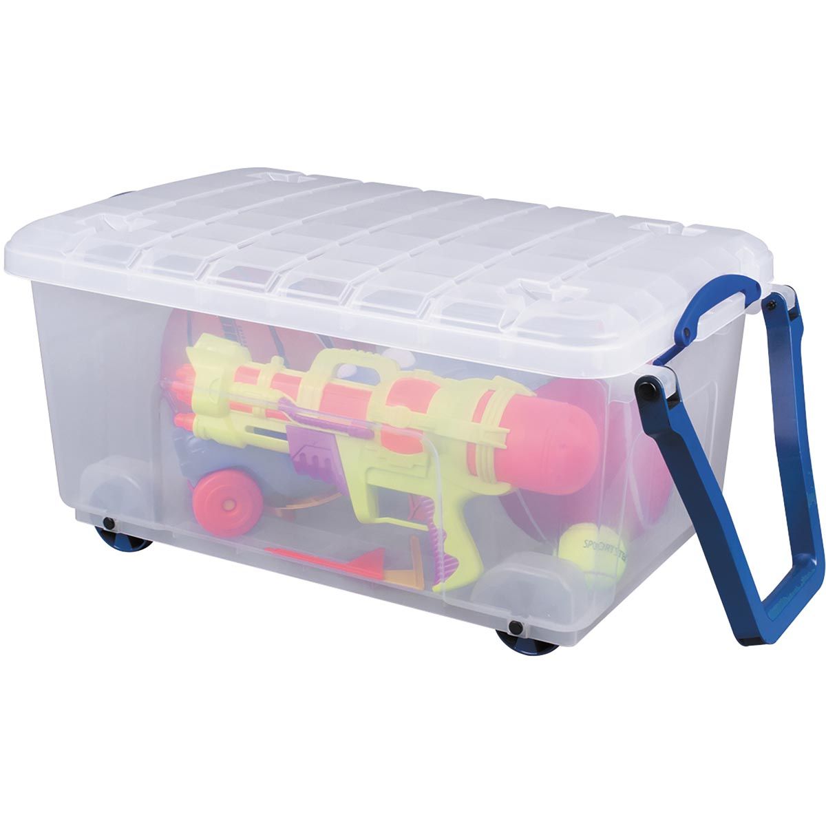 Davvero utile Box - Box portaoggetti su ruote 64 l, trasparente