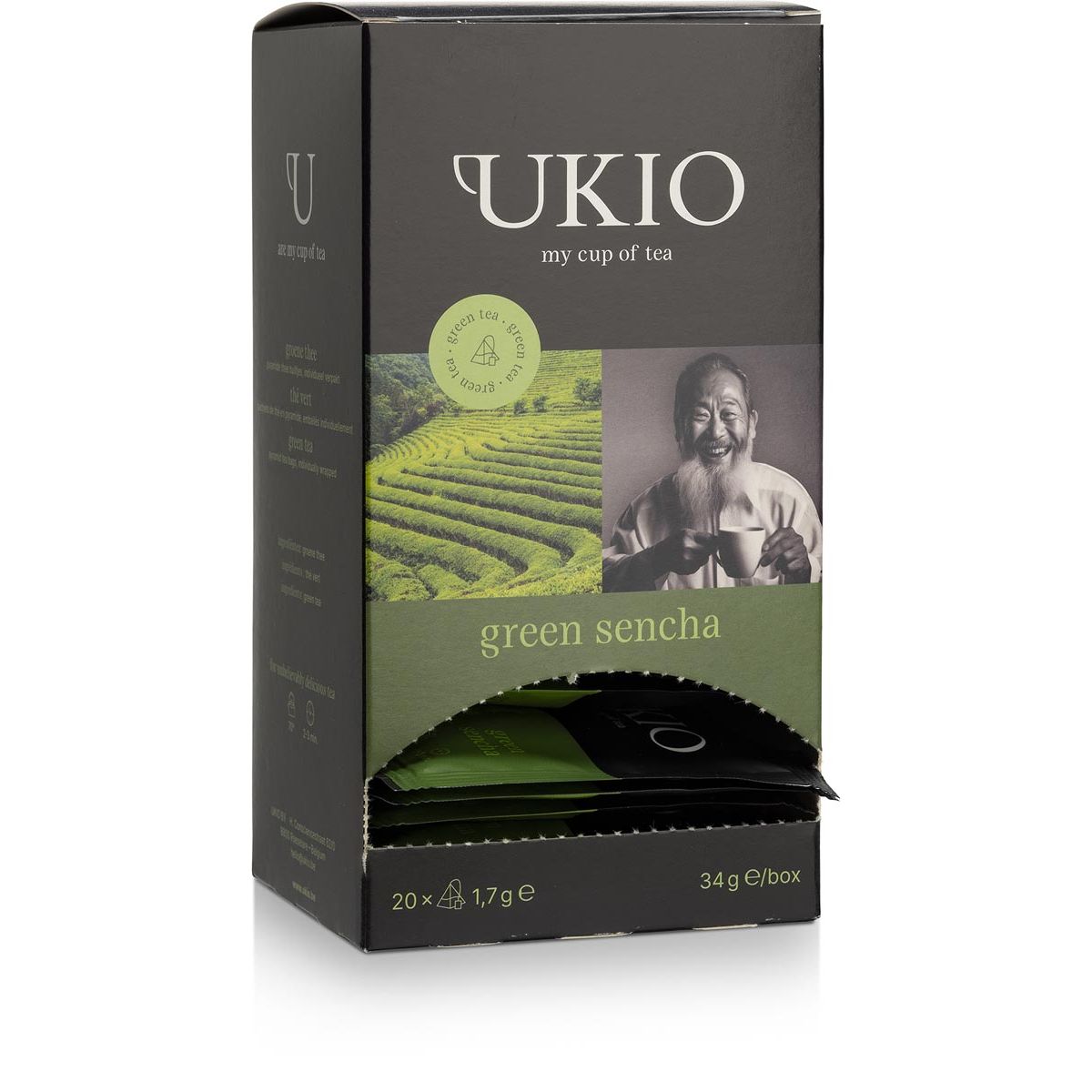 Ukio - groene thee Sencha, individueel verpakt, pak van 20 stuks