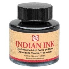 Talens - Oost indische inkt 30ml zwart | 3 stuks