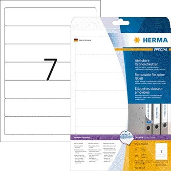 HERMA - Rugetiket 10155 smal 38x192mm verwijderb wit