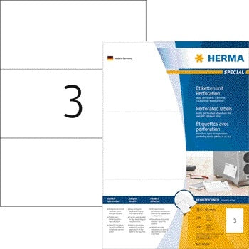 HERMA - Label 4664 210x99mm perforated white 300 pieces