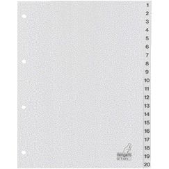 Kangaro - Tabs 4-Loch G420C 1-20 nummeriert grau PP | 25 Stück