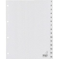 Kangaro - Tabs 4-Loch G415C 1-15 nummeriert grau PP | 20 Stück