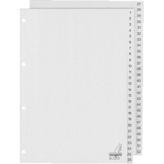 Kangaro - Tabbladen 4-gaats G452C 1-52 genummerd grijs PP | 10 stuks