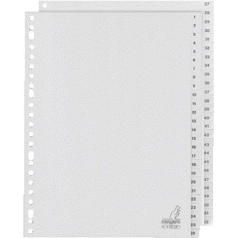 Canguro - Lengüetas 23 agujeros G452CM 1-52 numeradas PP gris | 10 piezas