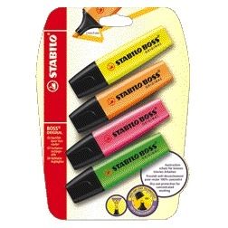 Stabilo - Markeerstift BOSS Original 70/4 assorti blister à 4 stuks