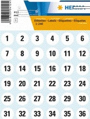 HERMA - Etiket 4124 12mm getallen 1-240 240st | 10 stuks