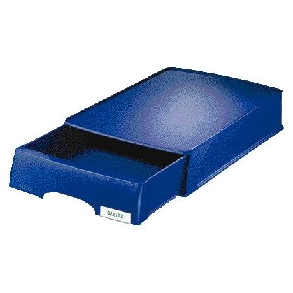 Leitz - Corbeille à courrier Plus avec tiroir A4 maxi bleu | 4 pièces