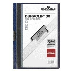 Durable - Dossier à clips Duraclip A4 3mm 30 feuilles bleu nuit | 25 pièces