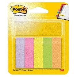Post-it - Markeerstrook 670 15x50mm papier assorti 5x100vel