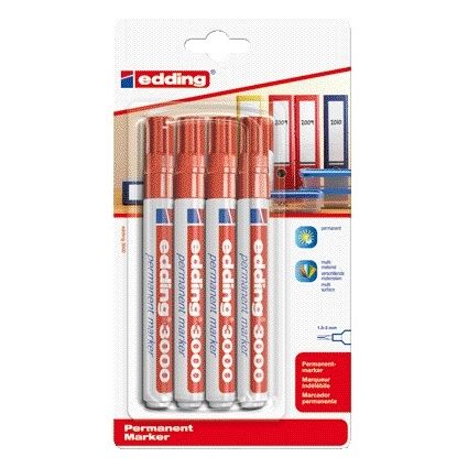 Edding - Viltstift 3000 rond 1.5-3mm rood blister à 4 stuk | 10 stuks