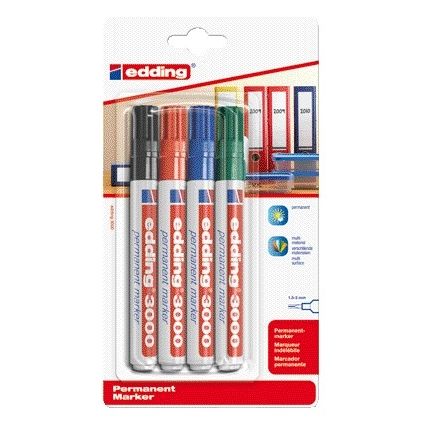 Edding - Rotulador 3000 redondo 1,5-3mm surtido blister de 4 piezas