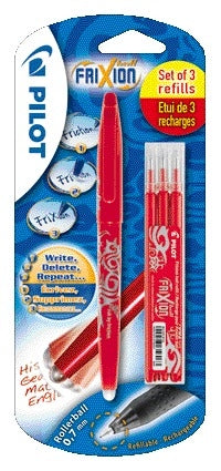 Pilot - Rollerball friXion mediano rojo blister de 1 pieza + 3 recambios