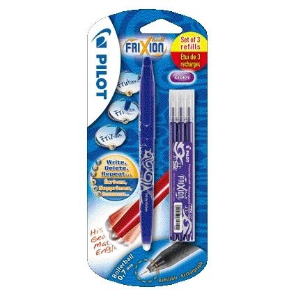 Pilot - Stylo roller friXion moyen violet blister de 1 pièce + 3 recharges