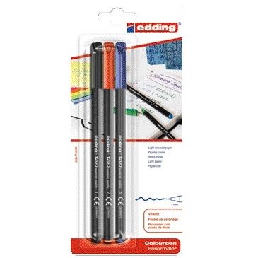 Edding - Fineliner 1200 001-003 fijn assorti blister à 3 stuks