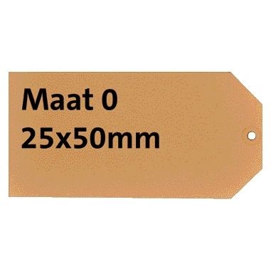 HF2 - Label nr 0 200gr 25x50mm bruin 1000 stuks