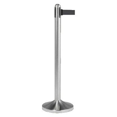 Securit - Poteau de barrière inox avec ruban à enrouler 210cm noir