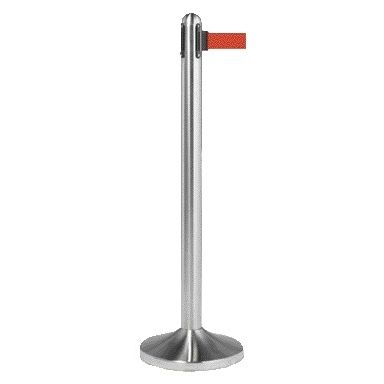 Securit - Stainless steel barrier post with rolling tape 210cm red