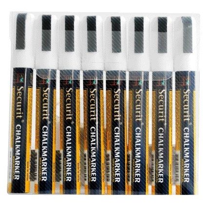 Securit - Pennarello a gesso SMA-510 diagonale bianco 2-6mm blister da 8 pezzi