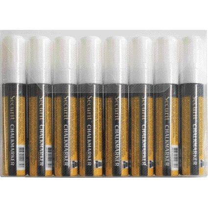 Securit - Pennarello a gesso SMA-720 blocco bianco 7-15 mm blister da 8 pezzi