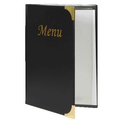 Securit - Tarjeta de menú A5 4 x 2 bolsas negro