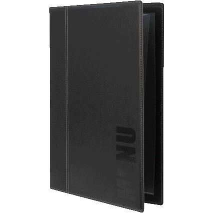 Securit - Tarjeta de menú Trendy A4 1 x 2 bolsas negro