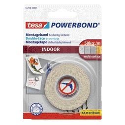Tesa - Double-sided mounting ® Powerbond Indoor 1.5mx19mm white