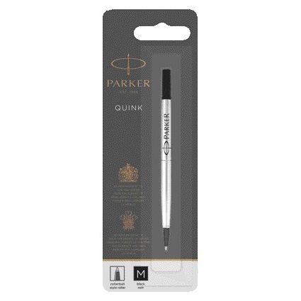Parker - Rollerpenvulling Quink medium zwart blister à 1 stuk | 12 stuks