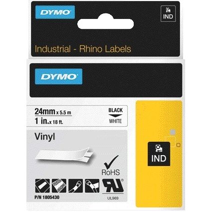 Dymo - Labele rhino industrieel vinyl 24mm wit
