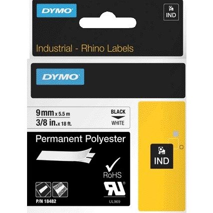 Dymo - Labele rhino industrieel polyester 9mm wit