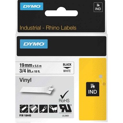Dymo - Labele rhino industrieel vinyl 19mm wit