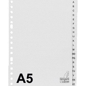 Kangaro - Schede A5 17 fori G520AZM alfabeto grigio PP | 25 pezzi