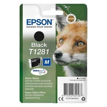 Epson - Fox Singlepack Black T1281 DURABrite Ultra Ink