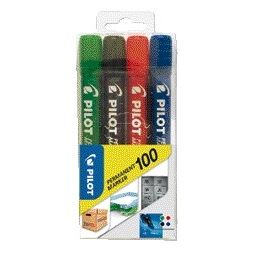 Pilot - Viltstift 100 rond fijn assorti blister à 4 stuks