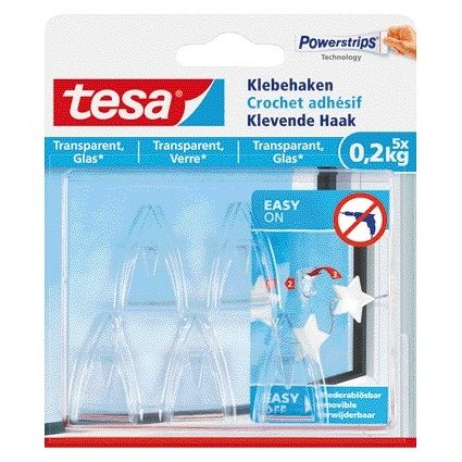 Tesa - Klevende haak ® 0,2kg transparant 5 stuks