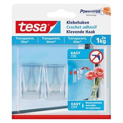 Tesa - Gancho adhesivo ® 1kg transparente 2 piezas