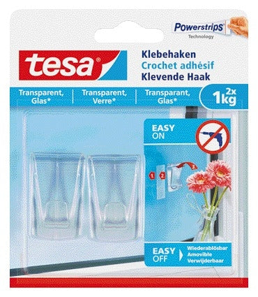Tesa - Klevende haak 1kg transparant | 8 stuks