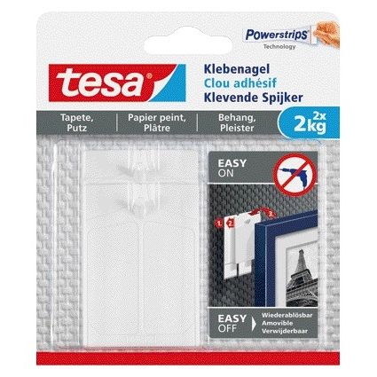 Tesa - Clavo adhesivo ® papel pintado y yeso 2kg blanco 2 piezas