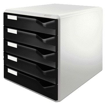 Leitz - Cassettiera A4 5 cassetti nero/bianco