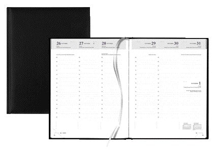 Quantore - Agenda 2026 week 7 days/2 pages A5 4-language black | 3 pieces