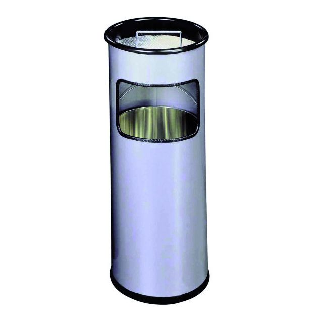 Durable - Ash paper bin 3330-23 round silver metallic