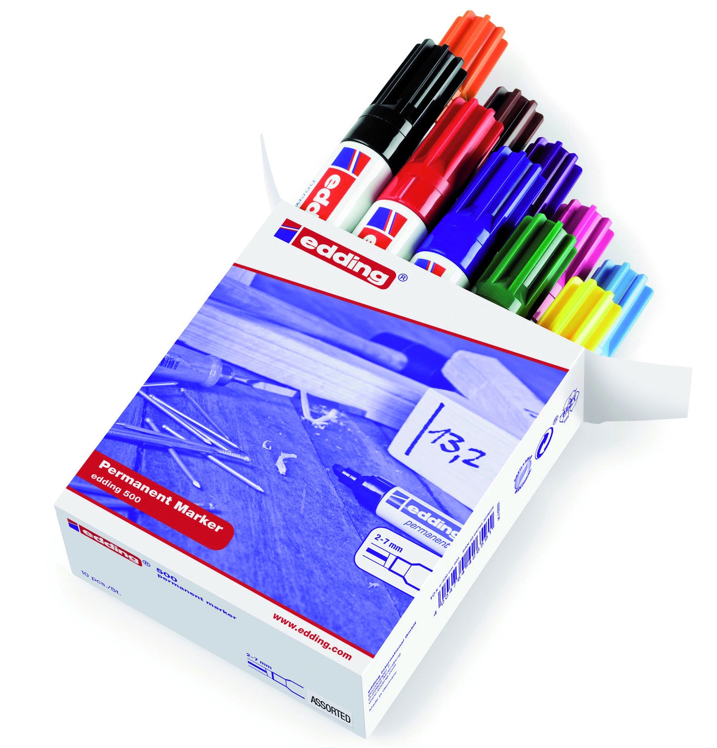 Edding - Felt-tip pen 500 diagonal 2-7mm assorted box of 10 pieces