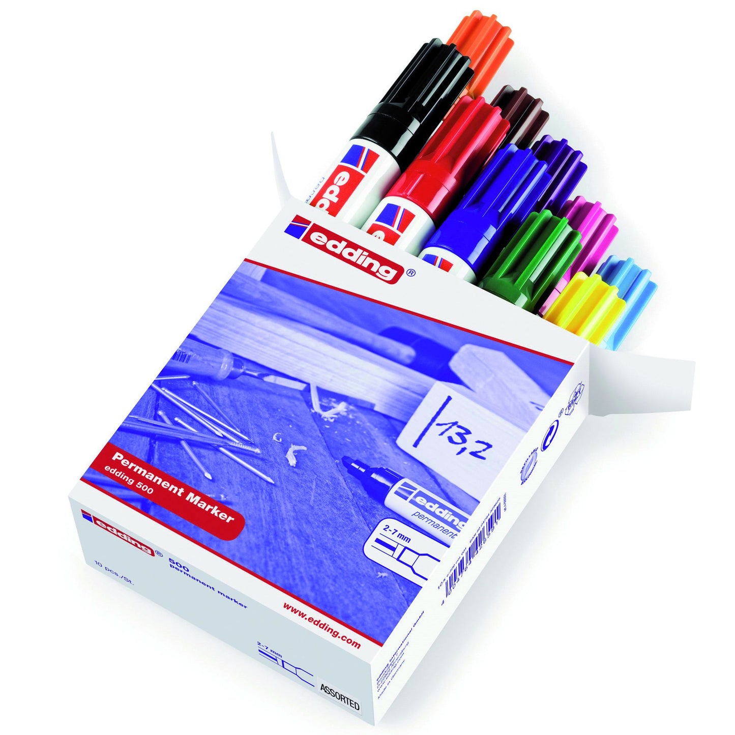 Edding - Rotulador 500 diagonal 2-7mm surtido caja de 10 piezas