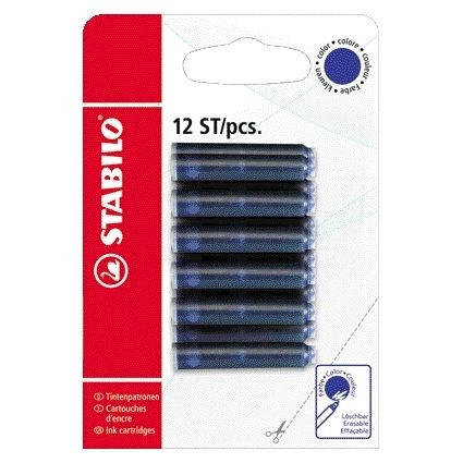 Stabilo - Ink cartridge blue blister of 12 pieces
